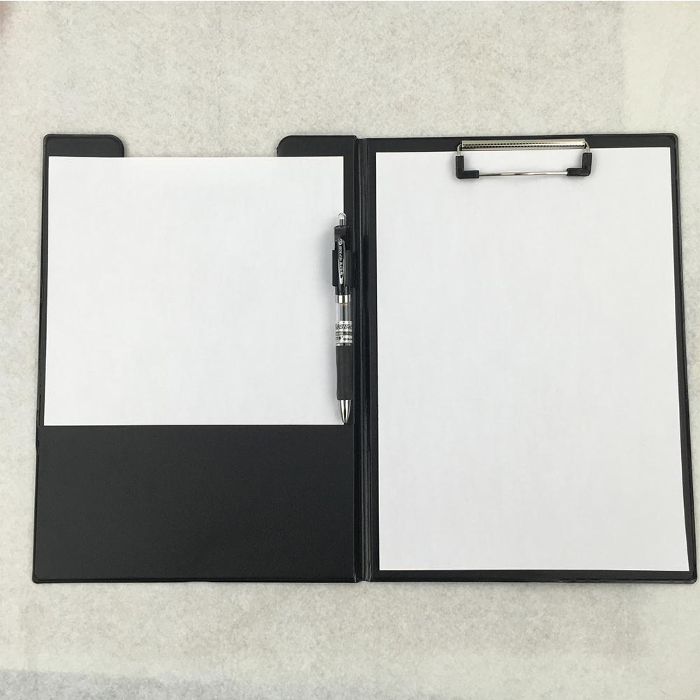 Folding Clipboard Firm metal clip 1pc A4 Leather Folding Clipboard Office Document Holder Filing Clip Board r57