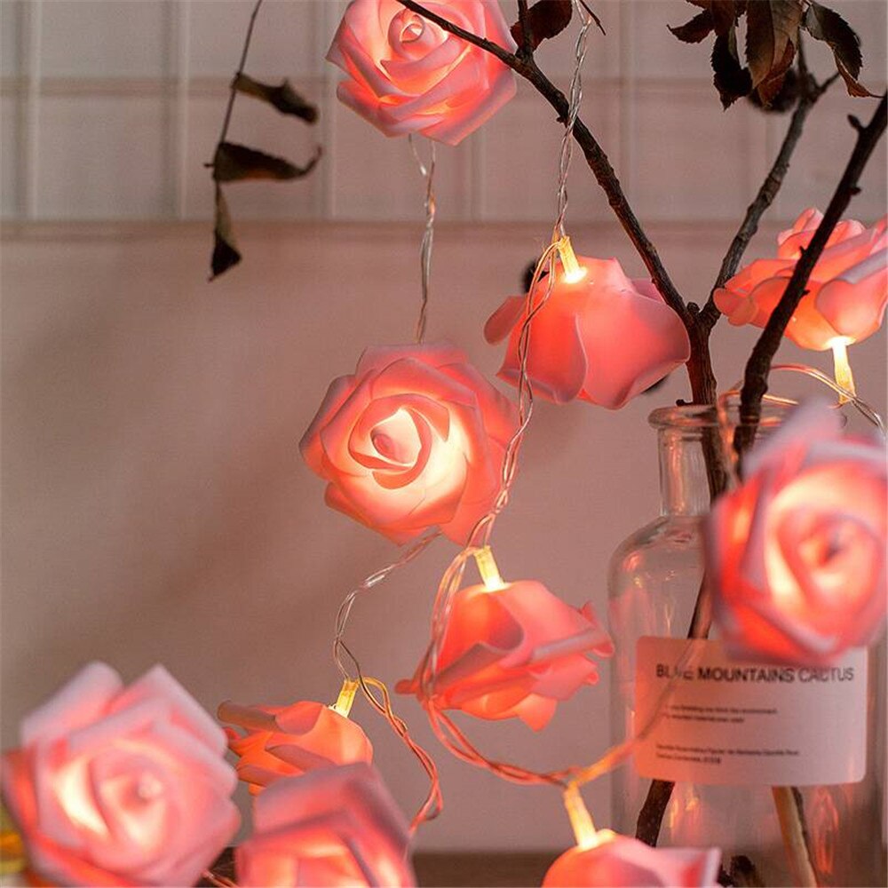 10/20/40 Leds Rose Bloem String Lights Batterij Rose Kerstverlichting Voor Party Wedding Kerst Decoratie lampen
