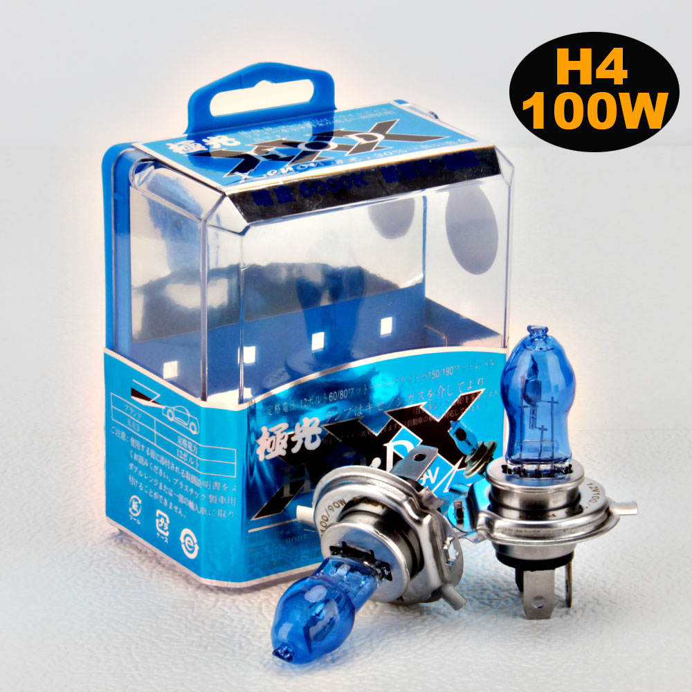 2PCS H4 Halogenlampe 12V 100W Super Weiß Blau Glas H7 H11 9005 9006 H1 H3 Edelstahl basis Auto Lampe