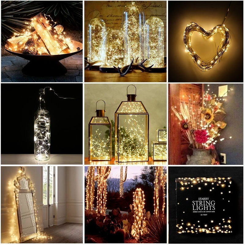 10M Led Koperdraad String Lights Batterij Aangedreven Garland Fairy Verlichting Snaren Voor Wedding Party Kerst Decoratie