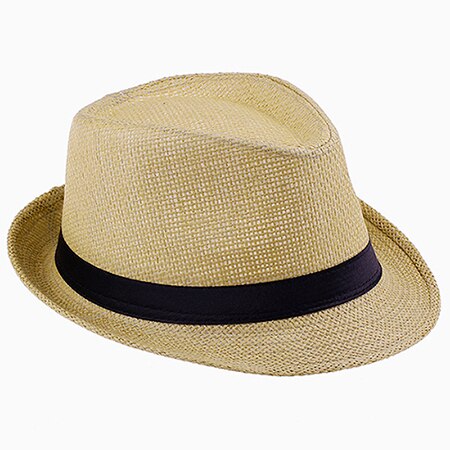 100% Handwork Child Summer straw Sun hat Boy Boho Beach Fedora hat Sunhat Trilby Girl Panama Hat Gangster Cap 25: Yellow Straw