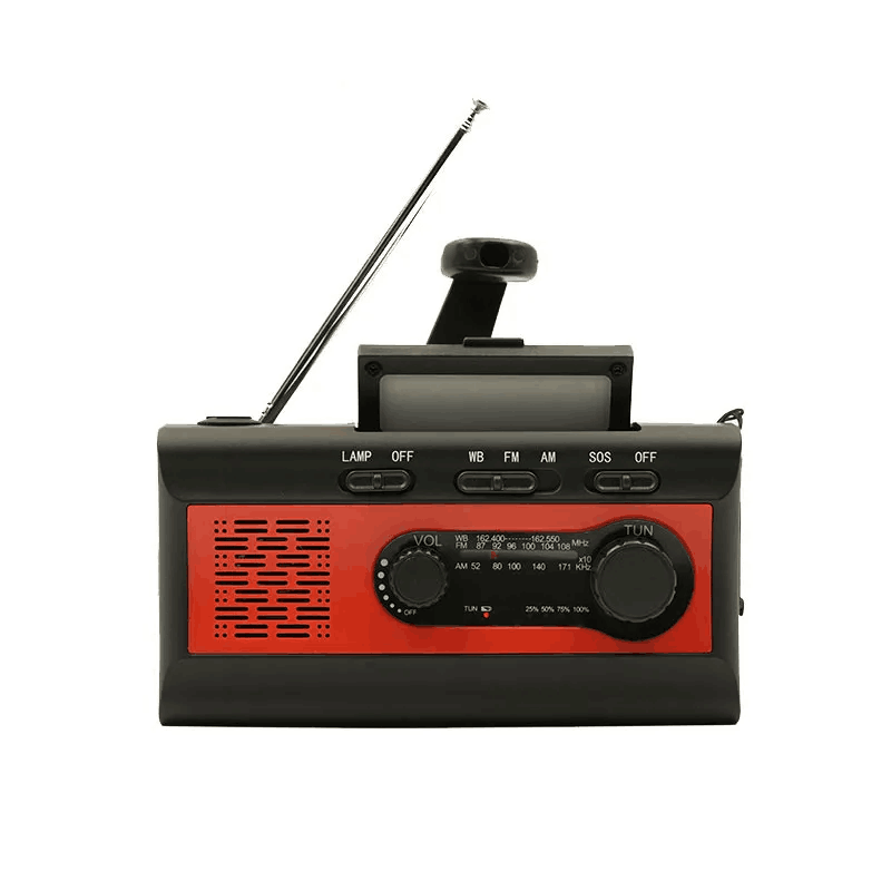 4000 mAh Weer Nood FM-radio Power Bank Handslinger Solar USB Opladen FM-radio AM NOAA LED-zaklamp Leeslamp: Blauw