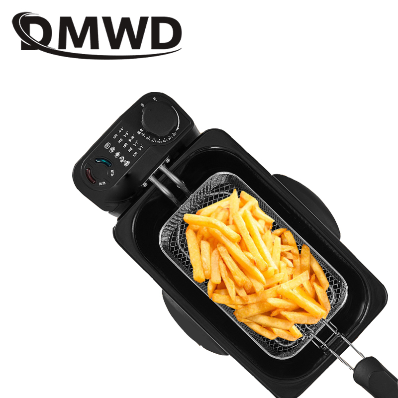 3L Electric Deep Fryer Stainless steel Oil Oven Pot Fried Chicken Grill French Fries Frying Machine Adjustable Thermostat
