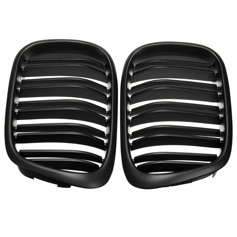 Front Bumper Kidney Grill Replacement Dual Slat Grilles for BMW E39 5 Series 525 528 1995-2004 Matte Black