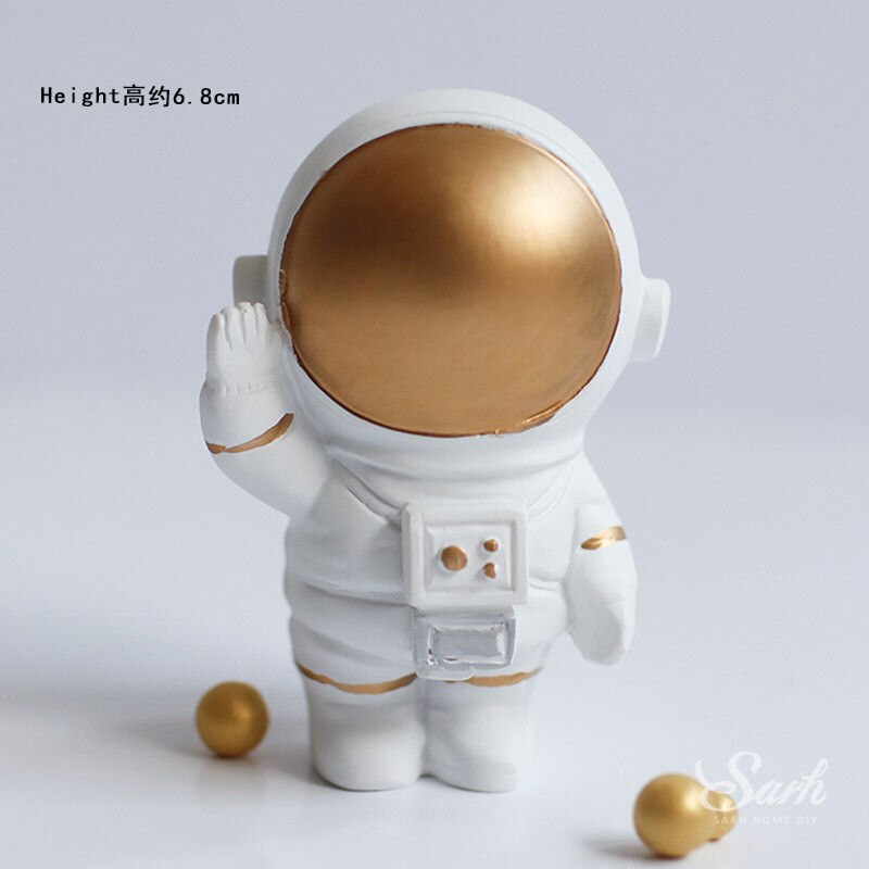 Moon Spaceship Astronaut Decorations Rocket Oh Baby Baking Happy Birthday Cake Topper Wedding Baby Shower Boy Girl Love: Waving astronaut A