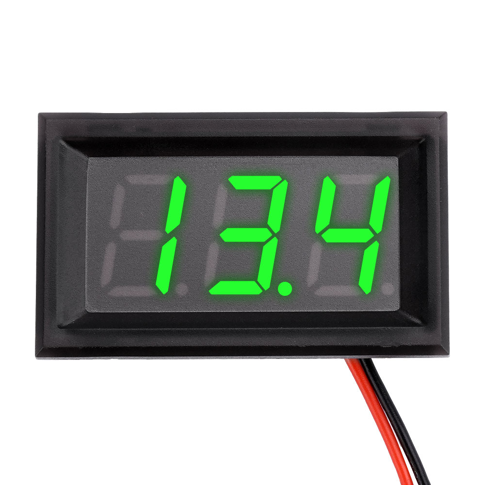 0.56 "Waterdichte Digitale Voltmeter DC 4.5 V-30 V LED Digitale Voltmeter Voltage Panel Meter Voor 6 V 12 V Elektromobiele Motor Auto: green