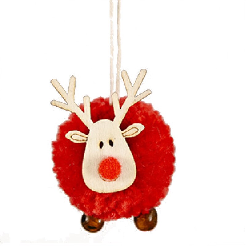Jaar Elanden Kerstboom Decoratie Leuke Vilt Houten Opknoping Hanger Herten Craft Ornament Kerstversiering