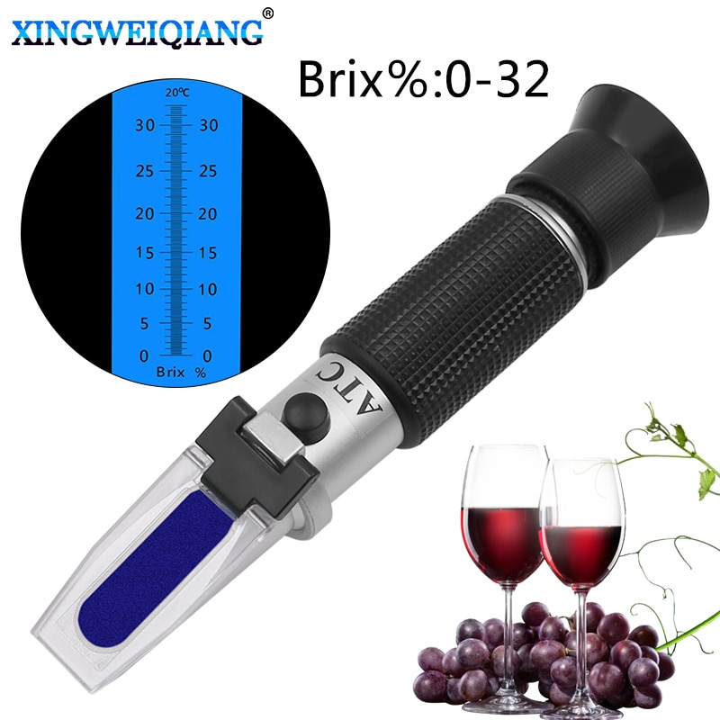 Håndholdt alkohol refraktometer sukker vin koncentrationsmåler densimeter 0-32%  alkohol øl 0-32%  brix druer atc