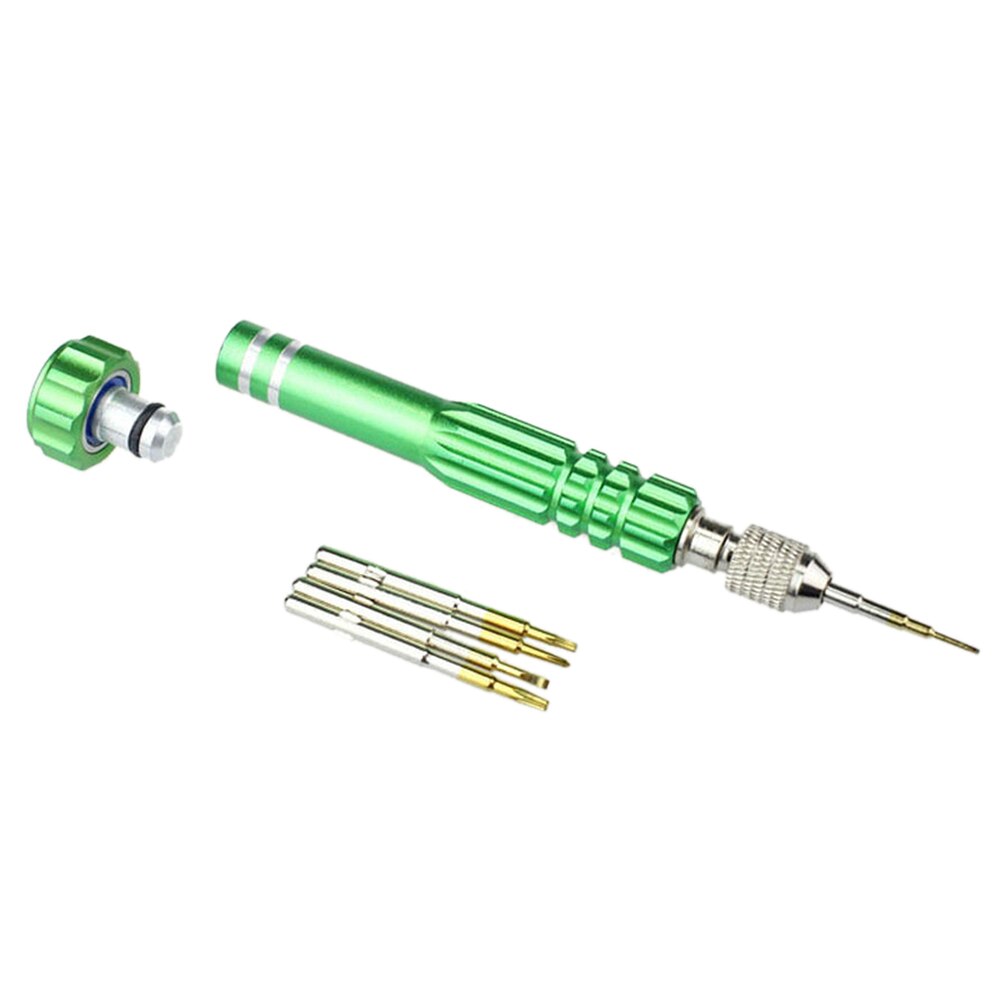 Juego de destornilladores QPtools 5 en 1 de aleación de aluminio de precisión para Iphone Samsung Galaxy, herramienta de desmontaje para reparación de teléfonos inteligentes: Green