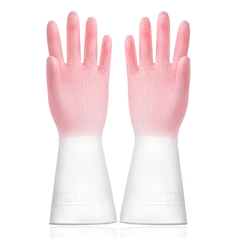 Gradient Color Dishwashing Gloves Thin Section Housework Clean And Durable Kitchen Laundry Waterproof Latex Gloves Cleaning Tool: 07 Size L Pink