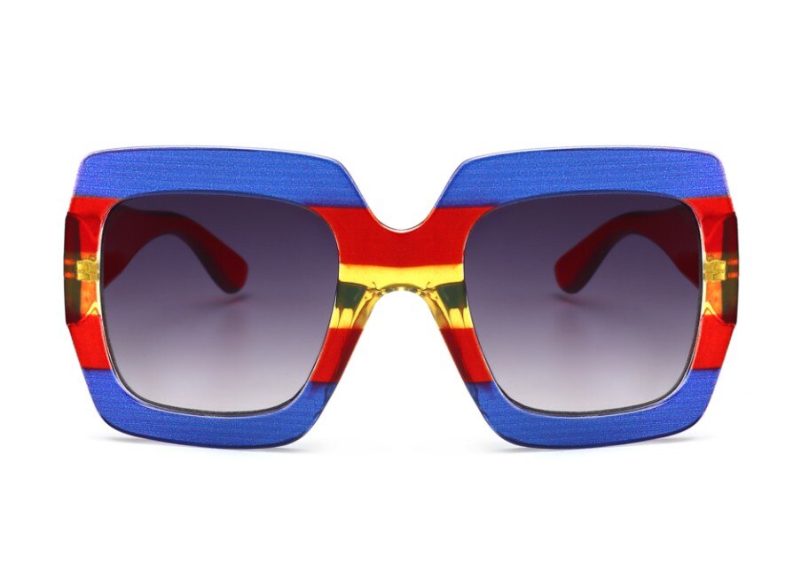 Drie Kleuren Zonnebril Vrouwen Shades Goggles Vierkante Frame UV400 Bril Mode 45406: C1 gray blue red