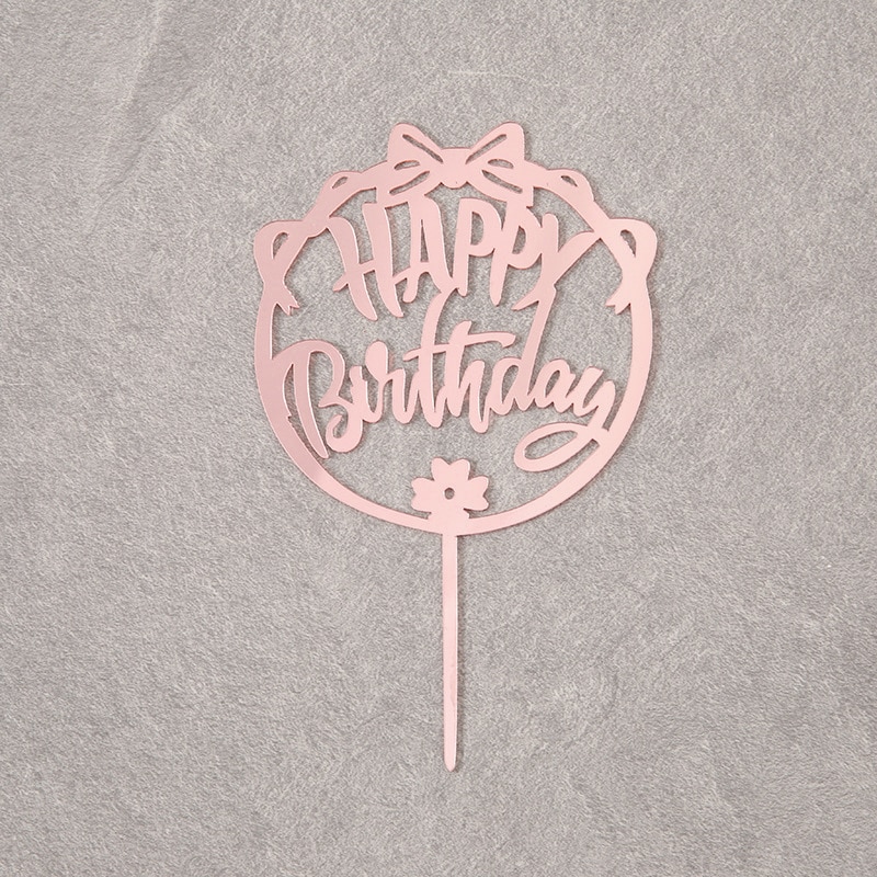 Goud Roze Zwart Acryl Hand Schrijven Gelukkige Verjaardag Cake Topper Dessert Decoratie Voor Verjaardagsfeestje Mooie: 6