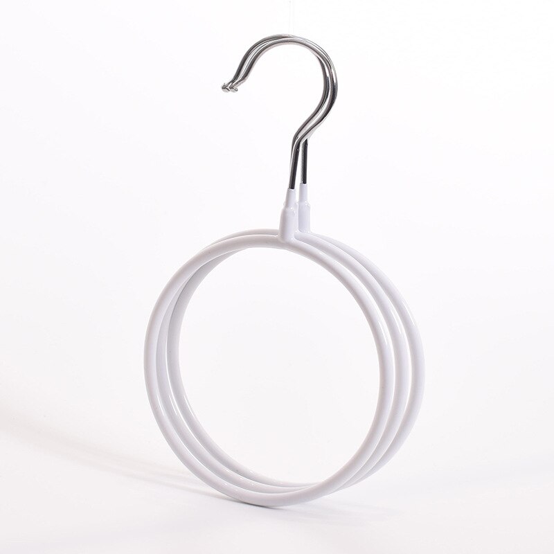 Metal Multifunctional Clothes Hanger Round Ring Silk Scarf Storage Rack Shelf Toroidal Hanger Tie Garment Towel Holder: White
