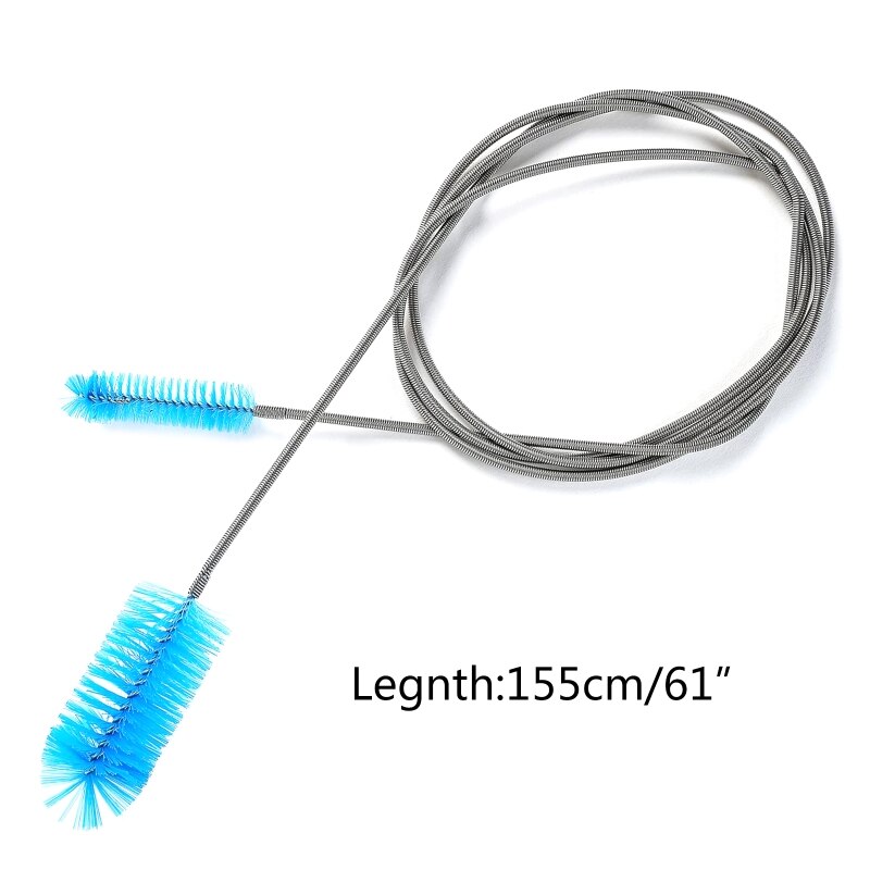 H4GD Flexible Cleaning Brush Double-Ended Hose Brushes Stainless Steel Long Tube for Fish Tank Aquarium U-Shaped Bent Pipes