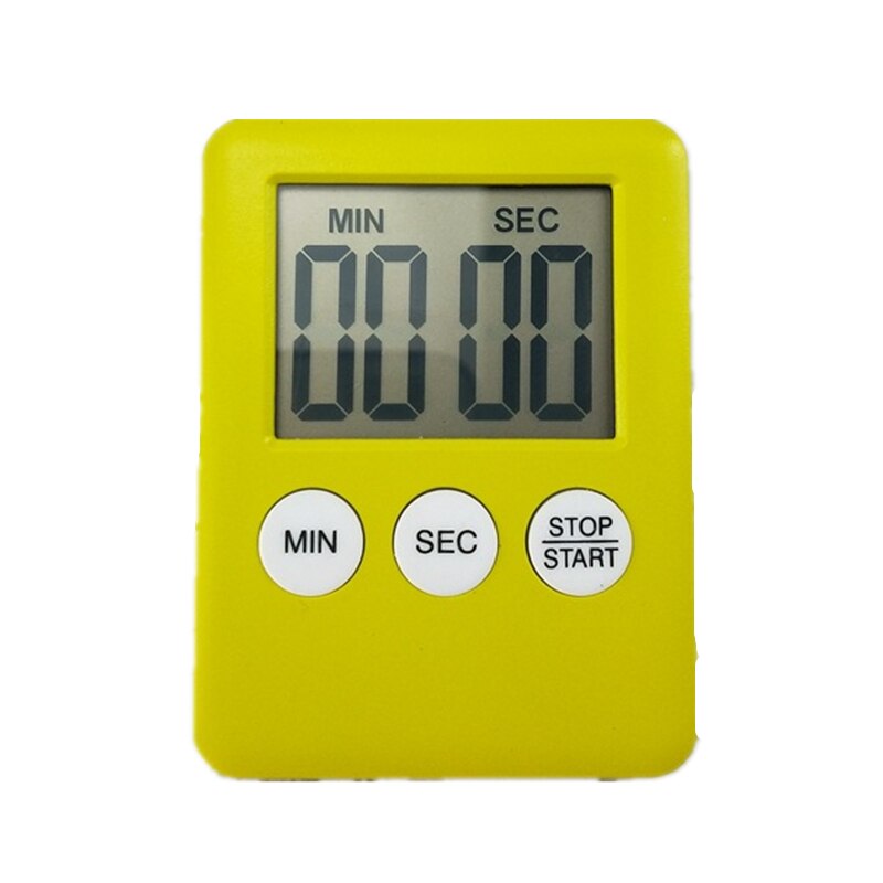 1 Pc Tijd Timer Super Dunne LCD Digitale Scherm Kookwekker Koken Count Countdown Alarm Slaap Stopwatch Temporizador: YELLOW