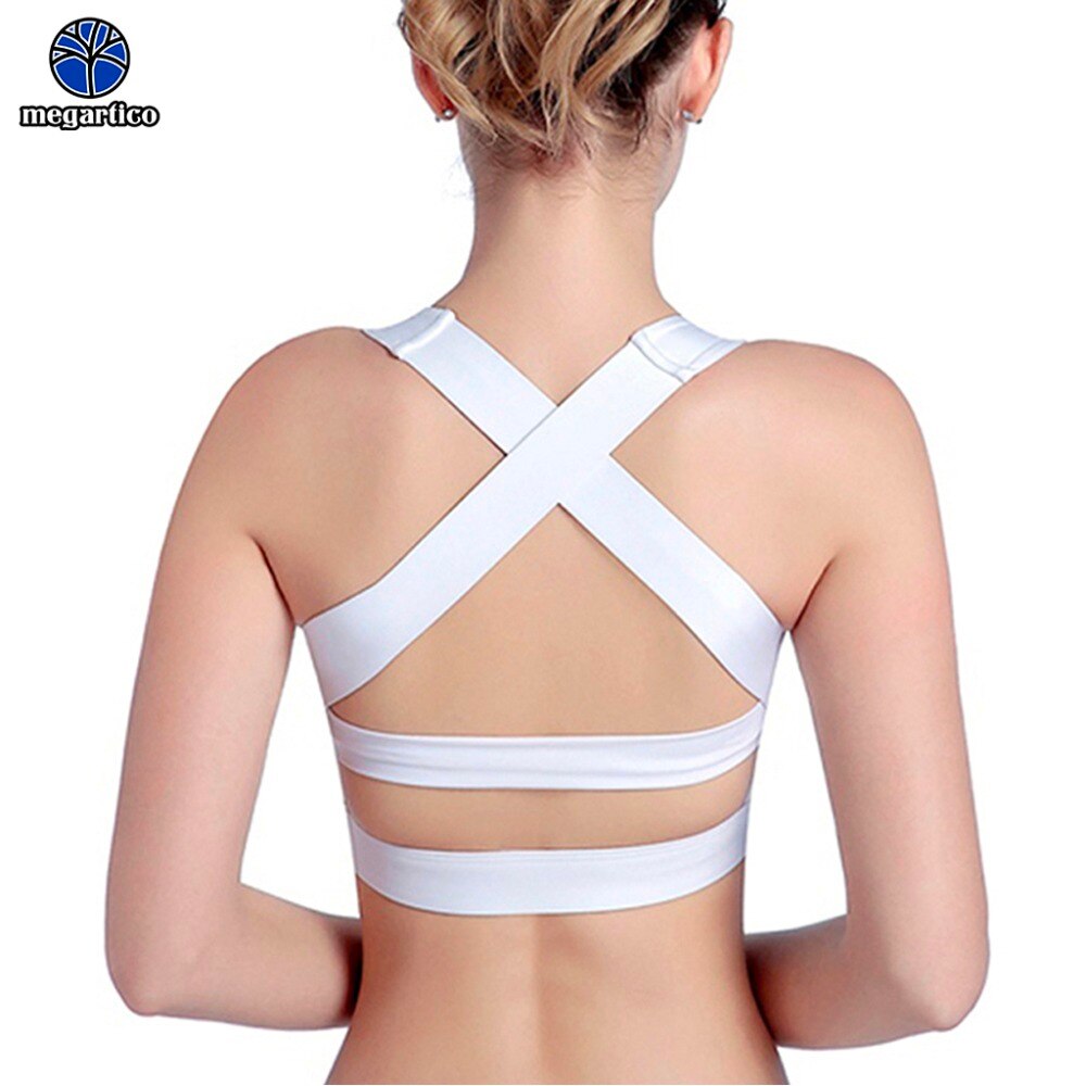 Vrouwen Sport Bh shockproof Criss Cross Racerback Hoge Impact yoga top beha rood Running Wirefree Bh witte vrouwelijke top fitness