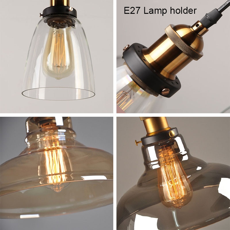 Jahrgang Anhänger Lichter Glas Anhänger Lampen Dachgeschoss Industrie Hängen Lampe rauchig Grau Lamparas De Techo Colgante Moderne Glanz Pendent