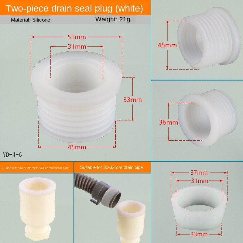 50 pvc kloakkrør tetteplugg kjøkken bad balkong servant vaskemaskin avløpsrør deodorantplugg: 50 hvite stoppere