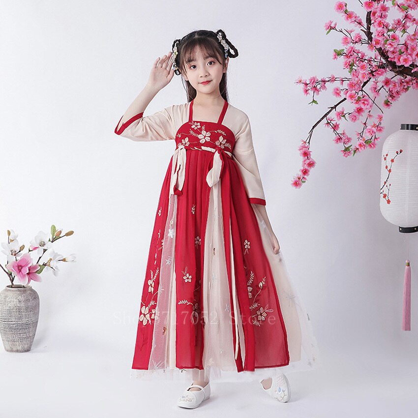 Älva hanfu klänning barn kinesiska traditionella kläder prinsessa klänning traditionell dans kostym flickor forntida folkdans kostym