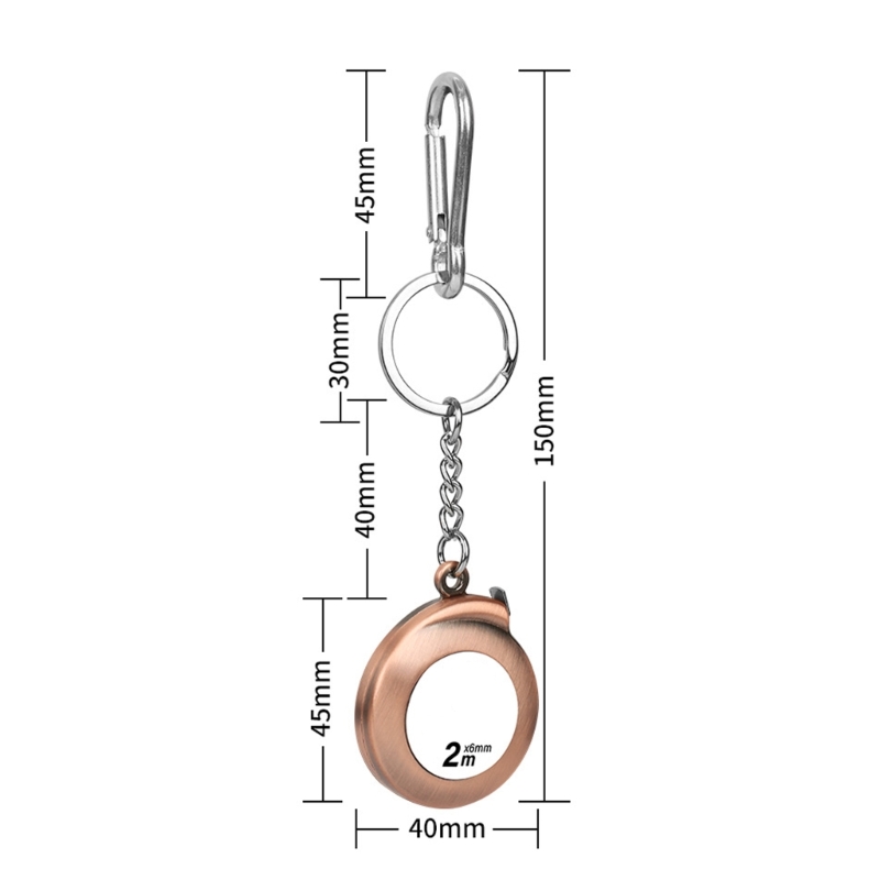 Intrekbaar Meetlint - 2m / 6ft - Sleutelhanger - RVS Zakformaat Meetlint