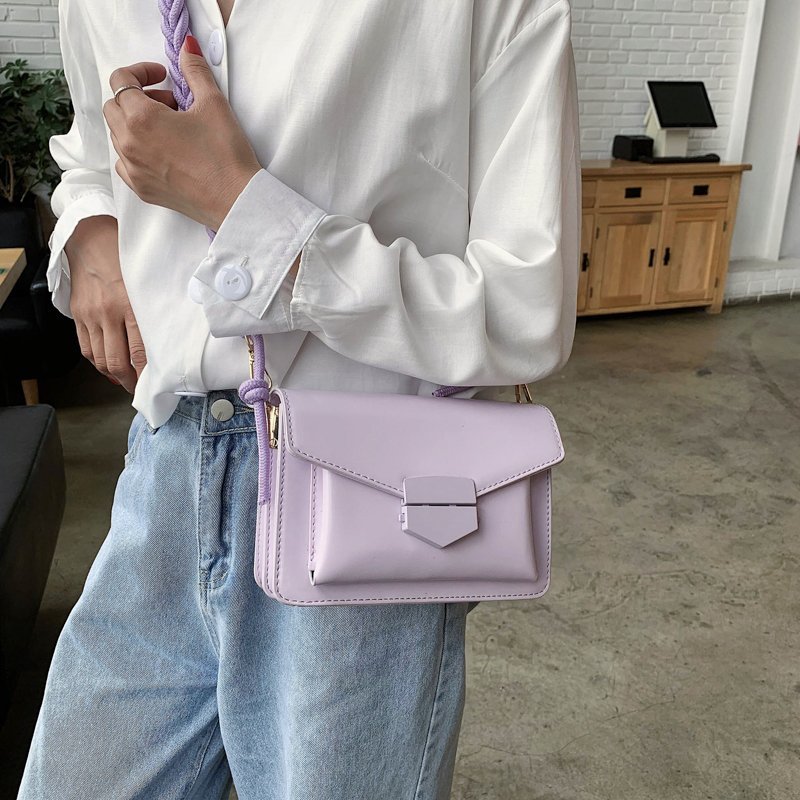 Solid Color PU Leather Sac A Main Femme purple Crossbody Bags For Women Summer Small Shoulder Handbags Female Chain Bag