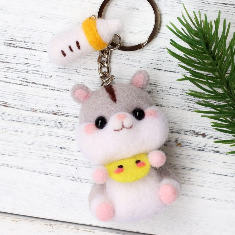 Cute Animal Hamster Wool Felt Doll Craft Handmade DIY Unfinished Poked Material