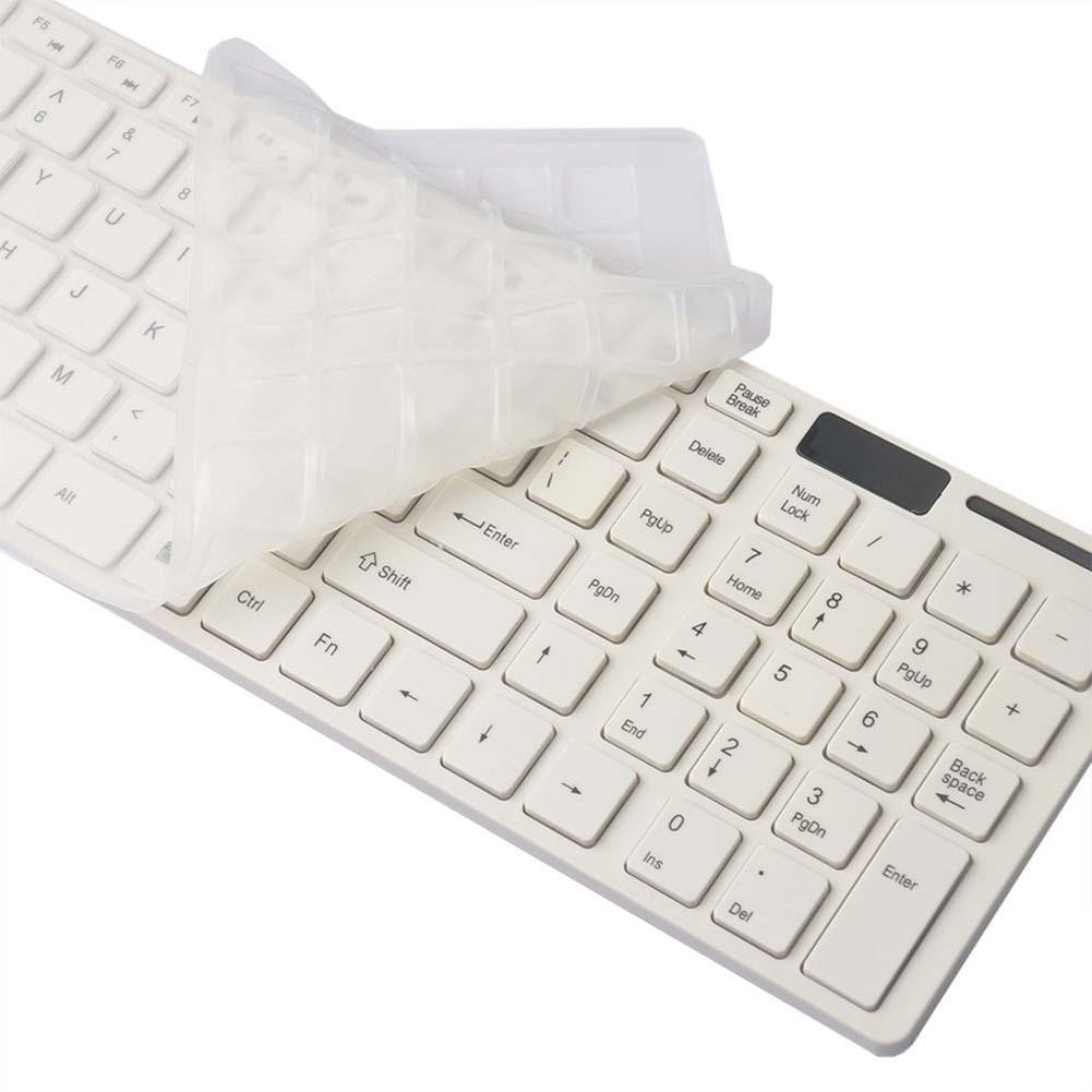 Modern Pure White Ultra Thin 2.4GHz Wireless Keyboard + Cover + Mouse Kit for Desktop Laptop PC Computer APE