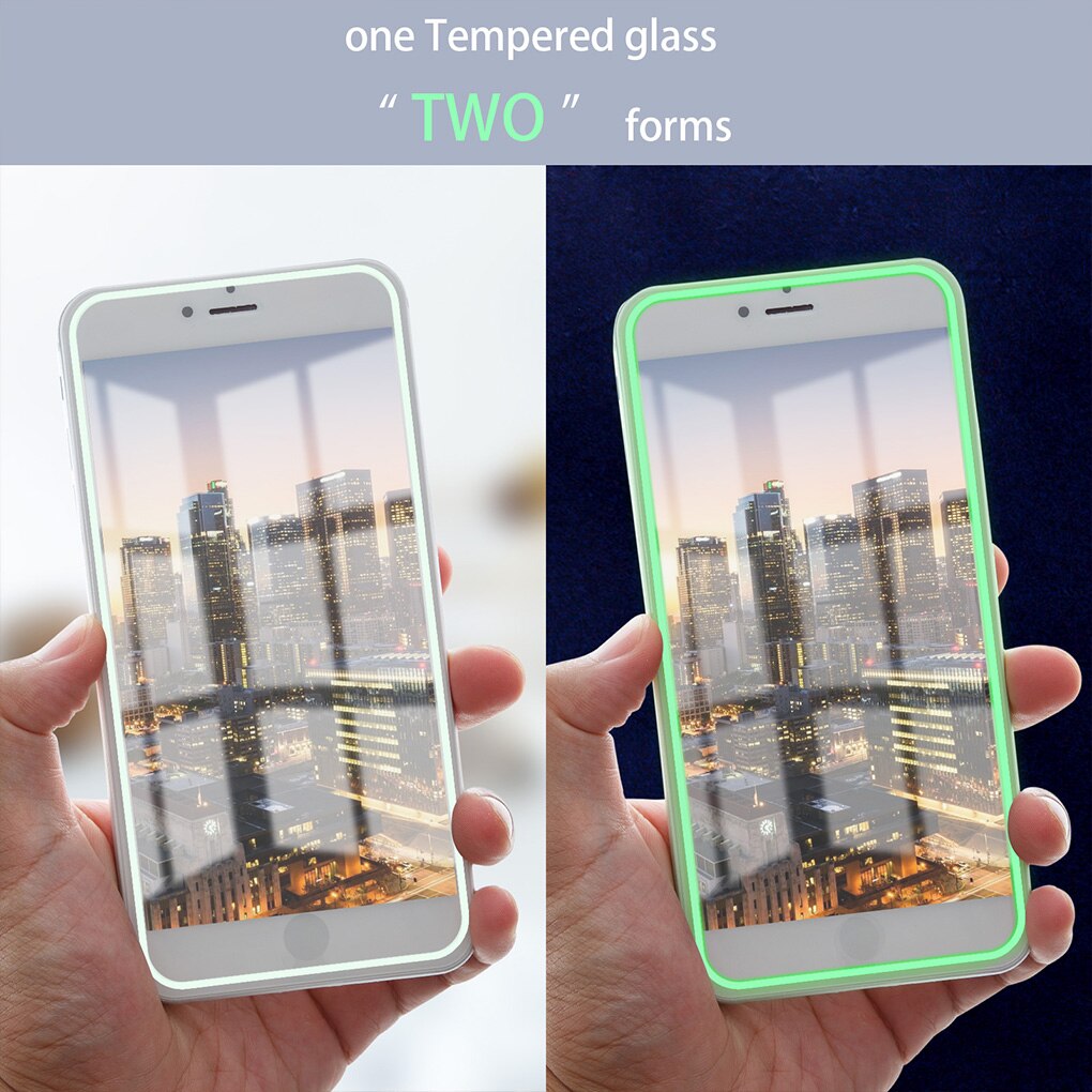 Mobile Phone Full Screen Cover Night Glowing Edge Phone Tempered Glass Film Guard Edge Screen Protector Film for iPhone model