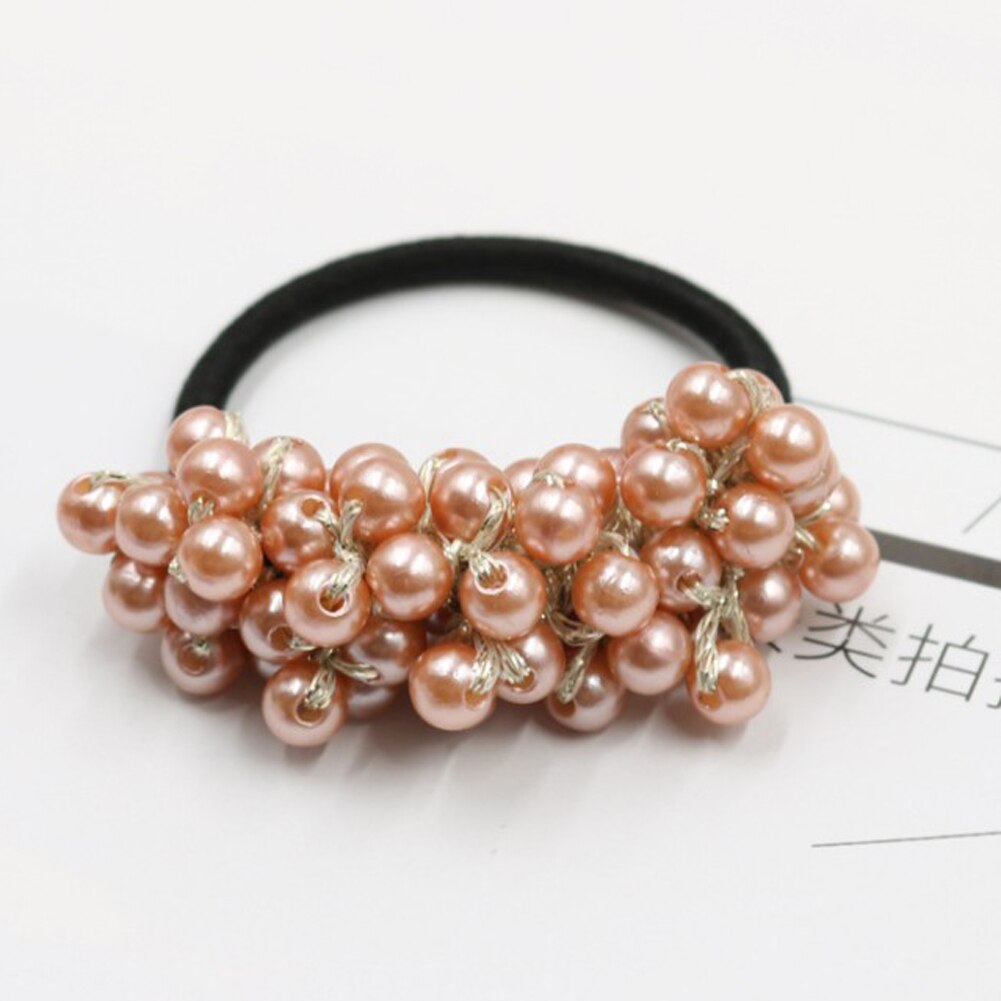 Women Girls Colorful All Pearls Elastic Hair Bands Sweet Hair Ornament Headband Scrunchie Hair Accessories: 1