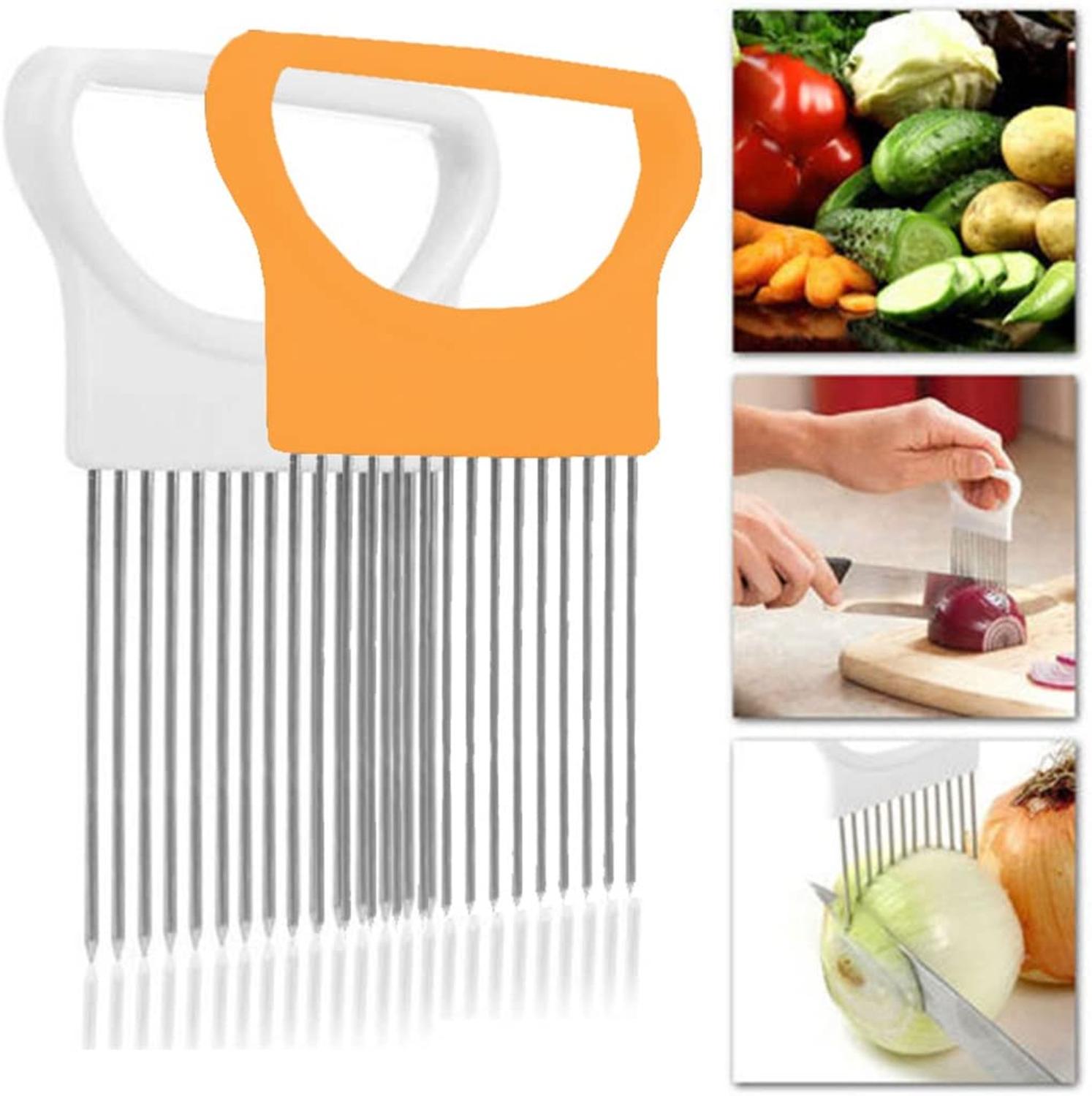 Roestvrij Staal Ui Houder Voor Snijden Groente Aardappel Cutter Slicer Ui Snijgereedschap Roestvrijstalen Keuken Gadgets