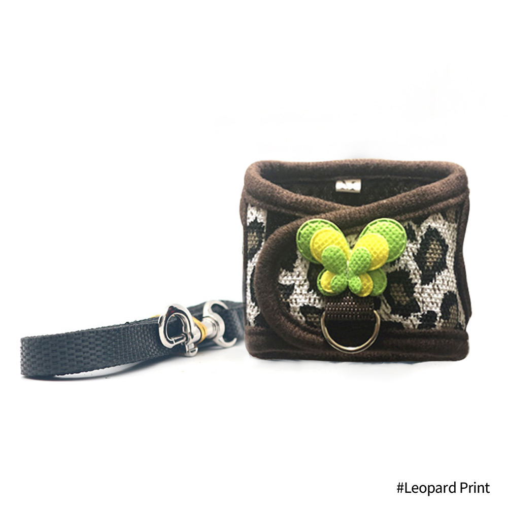 Arnés para hámster, correa ajustable para conejillo de indias, Chinchilla, ratones, Hurón, cuerda de tracción al aire libre, accesorios para animales pequeños: Leopard Print / M