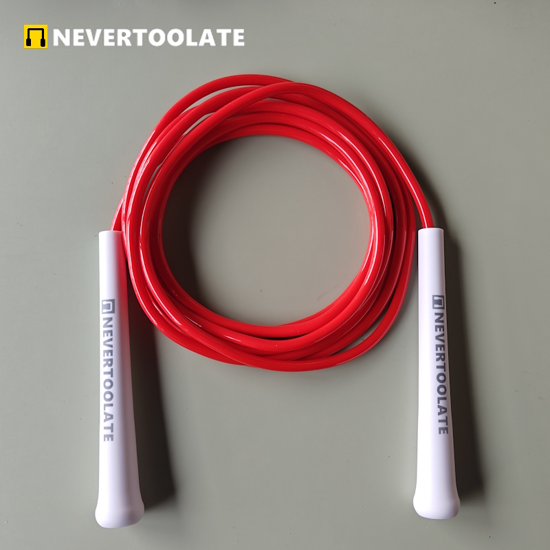 6mm thick PVC jump rope 140 gram 80A with core thread vinyl cord rope 15.5cm long handle NEVERTOOLATE hitt exercise fitness: light green