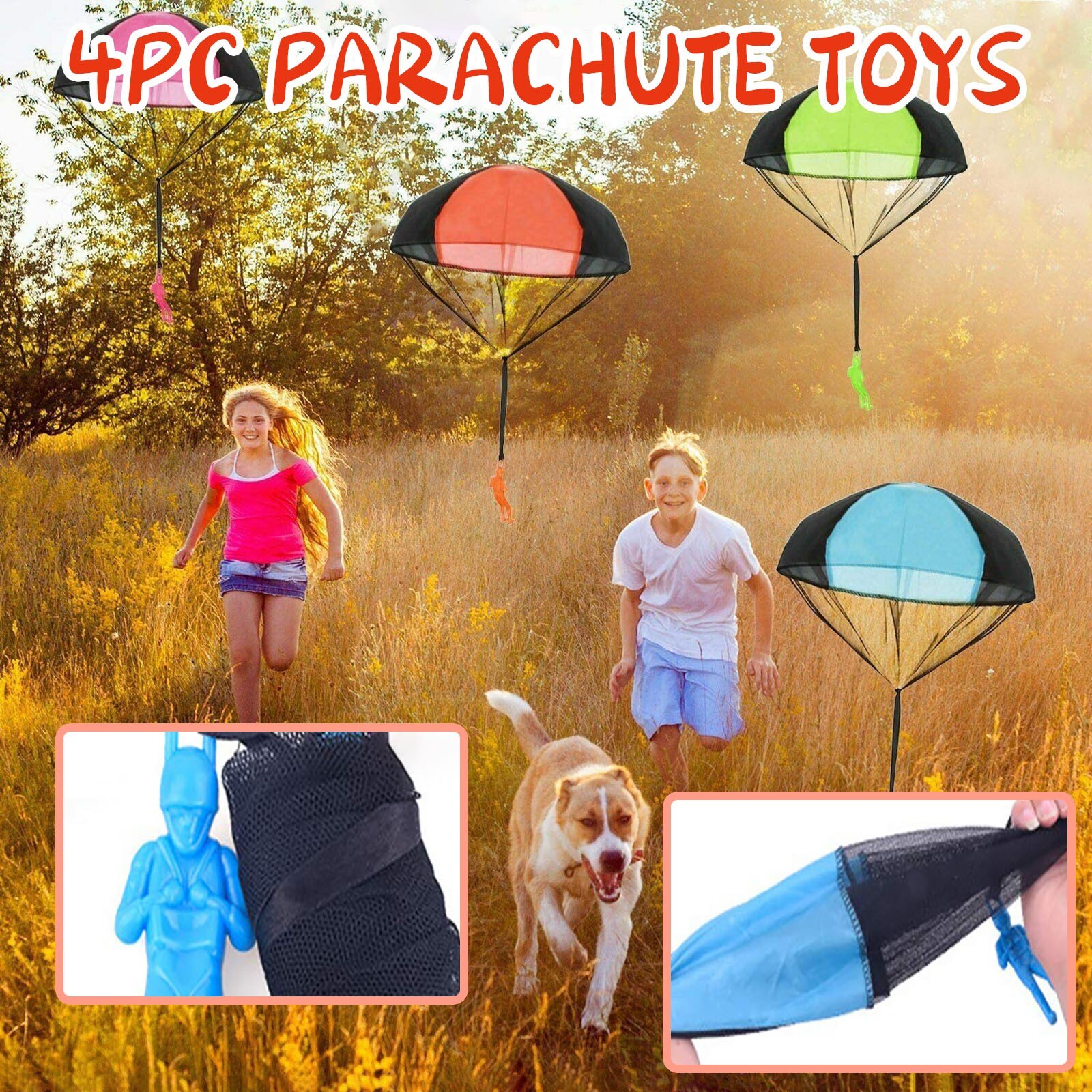4Pc Hand Gooien Parachute Kids Outdoor Grappig Speelgoed Spel Educatief Speelgoed Voor Kinderen Vliegen Parachute Sport Mini Soldaat speelgoed