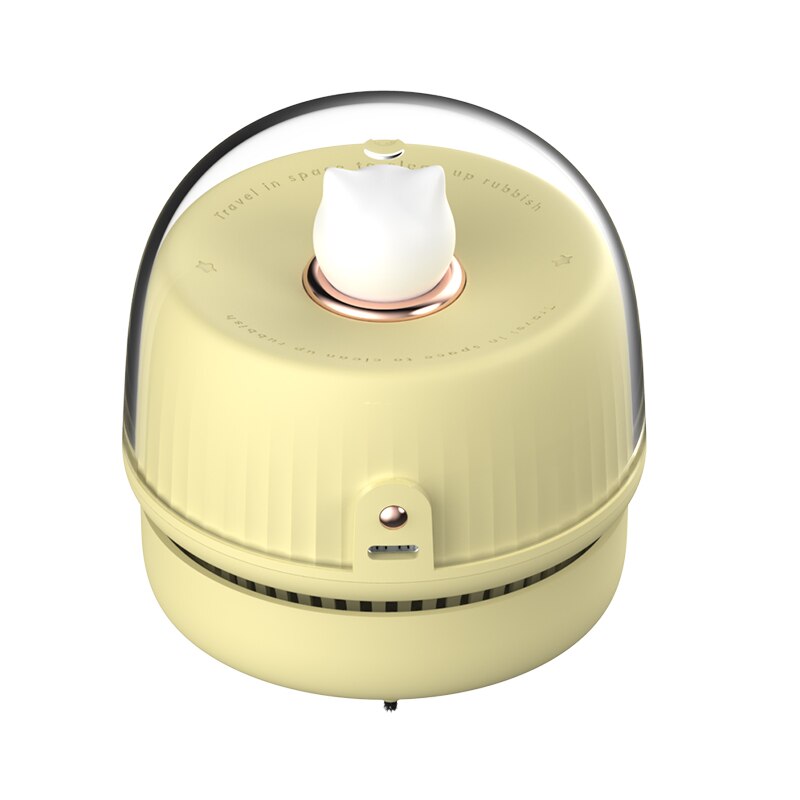 Small Vacuum Cleaner Desktop USB Student Portable Cute Pet Vacuum Cleaner Home Office Table Keyboard Cleaner With Night Light: yellow