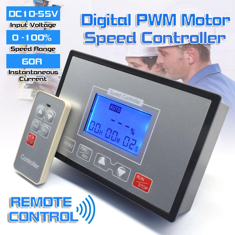12v 24v 36v 48v dc moottorin nopeudensäätimen ajoitus käännettävä kauko -ohjain 60a pwm lcd älykäs digitaalinäyttö 0 ~ 100%  säädettävissä