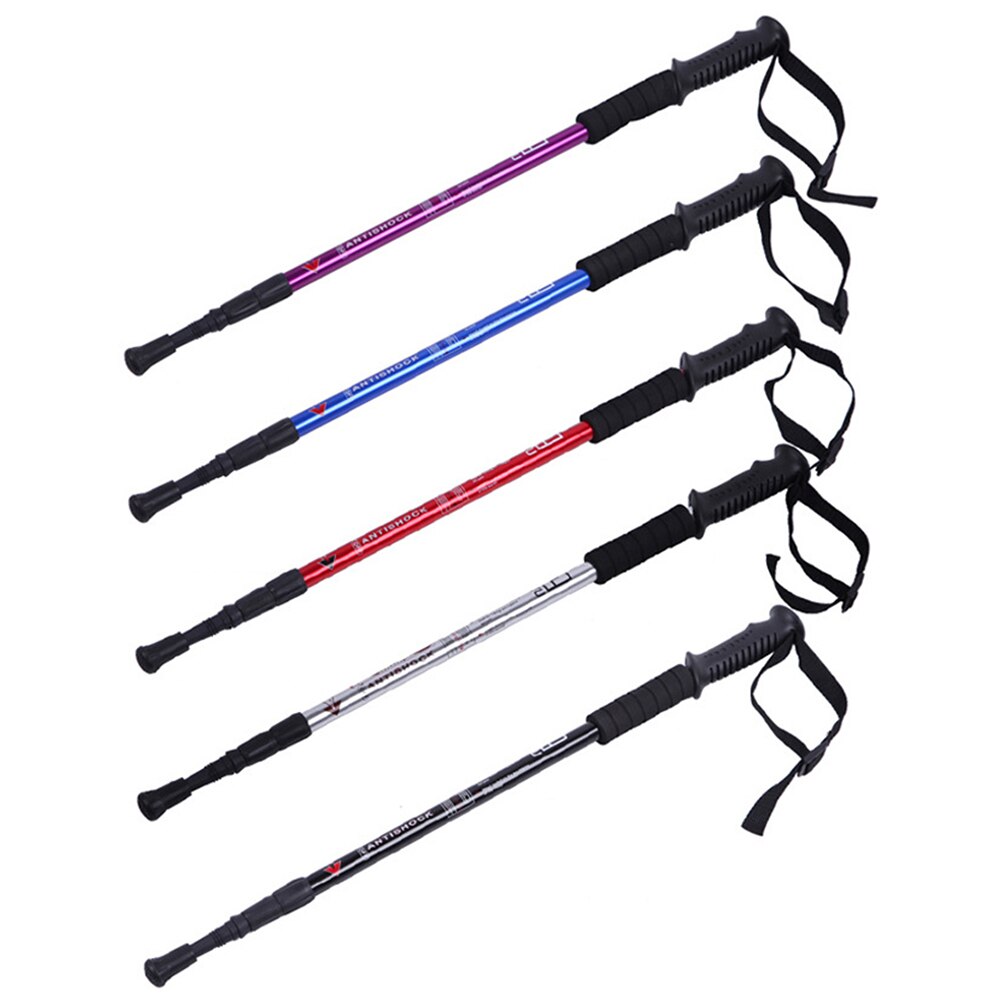 3 Section Outdoor Trekking Pole Telescopic Adjustable Portable Old Man Pole Travel Cane Crutches Hiking Walking Stick