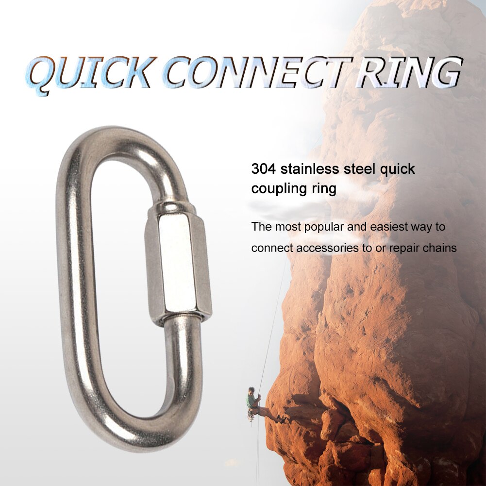 Multifunctional Stainless Steel Screw Lock Quick Links Climbing Gear Carabiner Safety Snap Hook Chain Connecting Ring Buckle