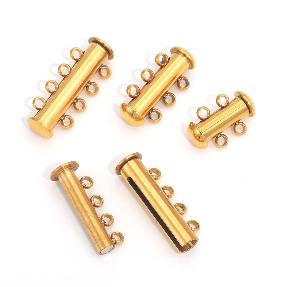 2 uds. De pulseras en capas de acero inoxidable, collares, bloqueo de tubo deslizante, ganchos de cierre espaciador, conectores de cerraduras para suministros de joyería