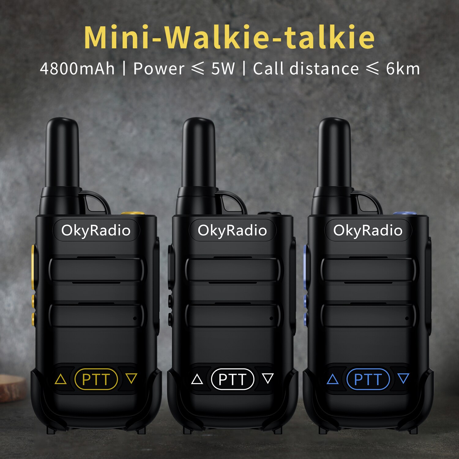 4800mah okyRadio 5w Portable Waterproof Walkie Talkie 6km Talking Distance Suitable for Construction Site Outdoor
