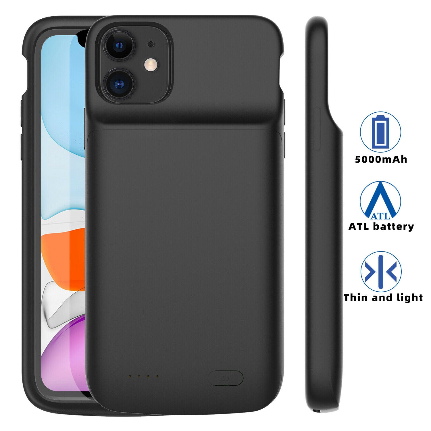 5000mAh Voor iPhone 11 11Pro 11PorMAX Draagbare Power Bank Pack Cover Magneet Externe 18W Fast Charger Batterij beschermhoes: 5000mAh iP 11