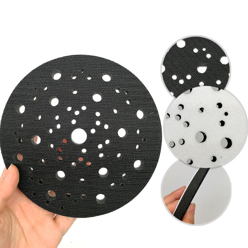 6 Inch 70-hole Porous 150MM Flocking Sandpaper Tray Sponge Cushion Cushion Self-Adhesive Velcro Sander Waxing Protection