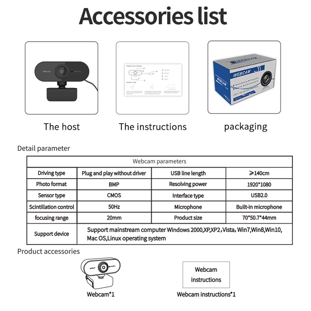 1920*1080 3MP Usb Web Camera 1080P Hd Computer Camera Webcams Ingebouwde Geluid Absorberende Microfoon op Voorraad Binnen 2 4 Uur