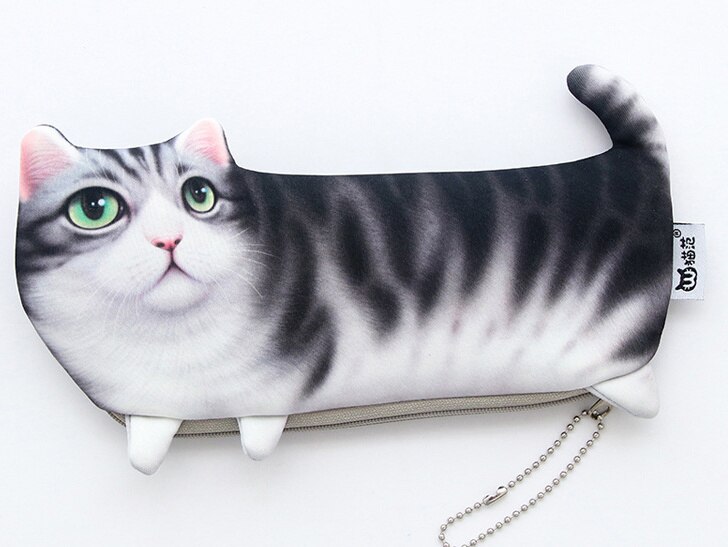 Novedad estuche para lápices con forma de gato, bolsa organizadora para almacenamiento para niños, Escolar, Escolar, premio de estudiante Escolar: 4