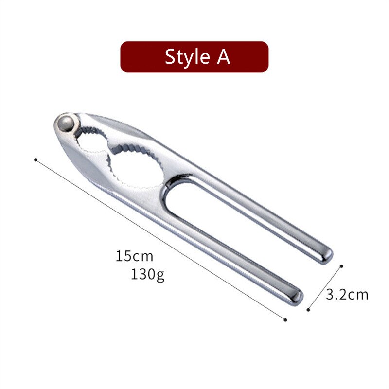 Cascanueces de carcasa de Metal plateado para nueces, Cascanueces de aleación de Zinc multifuncional para nueces, avellanas, macadami: Style A