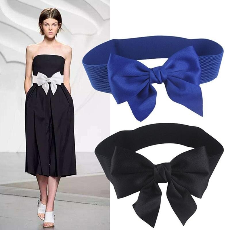 Ceinture élastique large à nœud papillon pour femme, accessoire de décoration pour robe