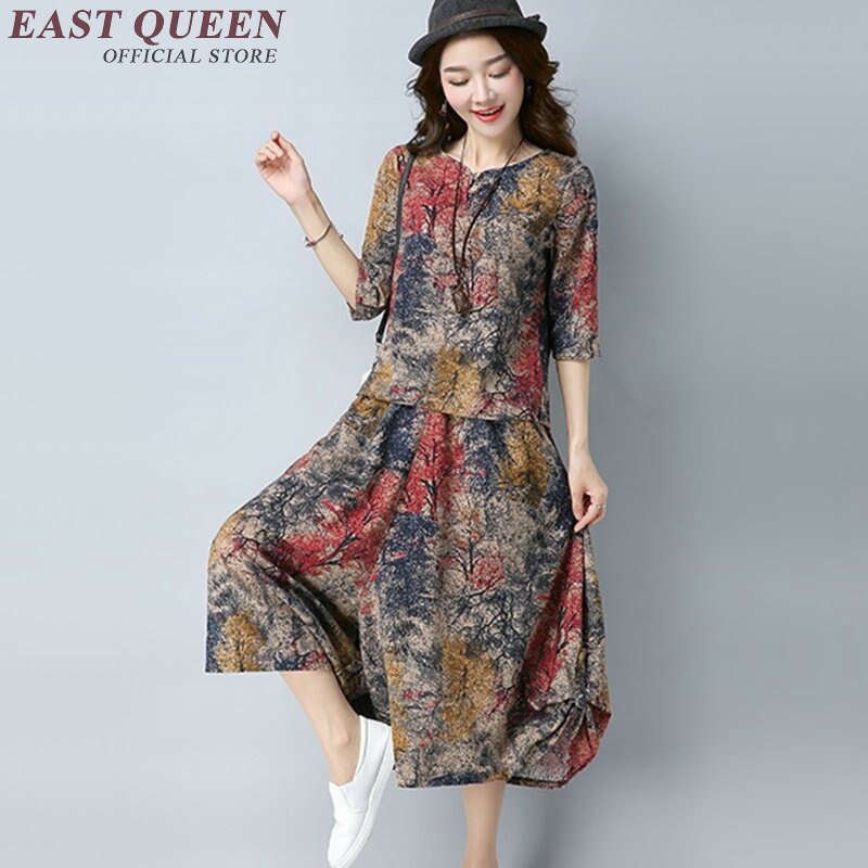 Chinese oosterse vrouwen tweedelige set zomer broekpak vrouwen vintage bloemenprint elegante dames broek pak AA2559 YQ