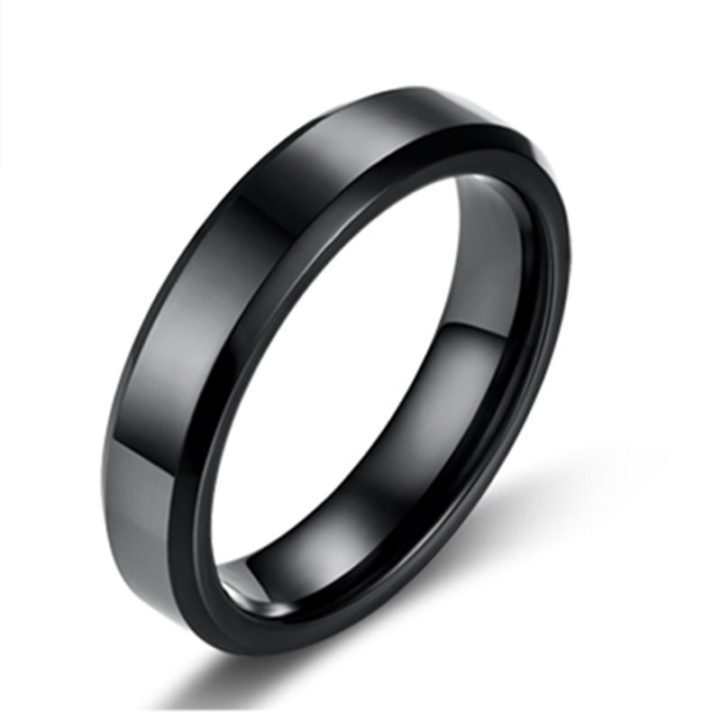 4 Mm Heldere Polish Zwarte Kleur Titanium Ring Voor Mannen Amd Vrouwen
