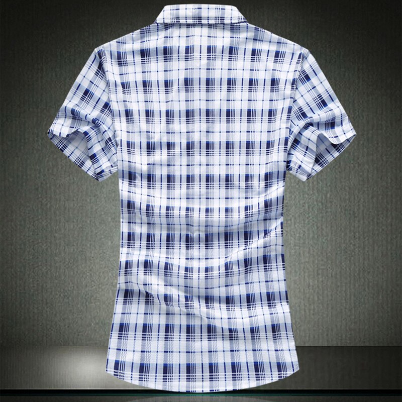 Miesten paidat korkea ruudullinen miesten lyhythihainen ylisuuri paita ruskea sininen plus koko m -4xl 5xl 6xl 7xl #3734