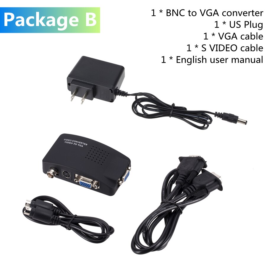 Pzzpss Vga Bnc S-video Naar Vga Video Converter Vga Out Adapter Bnc Naar Vga Converter Composiet Digitale Switch Box Met dc Kabel: US