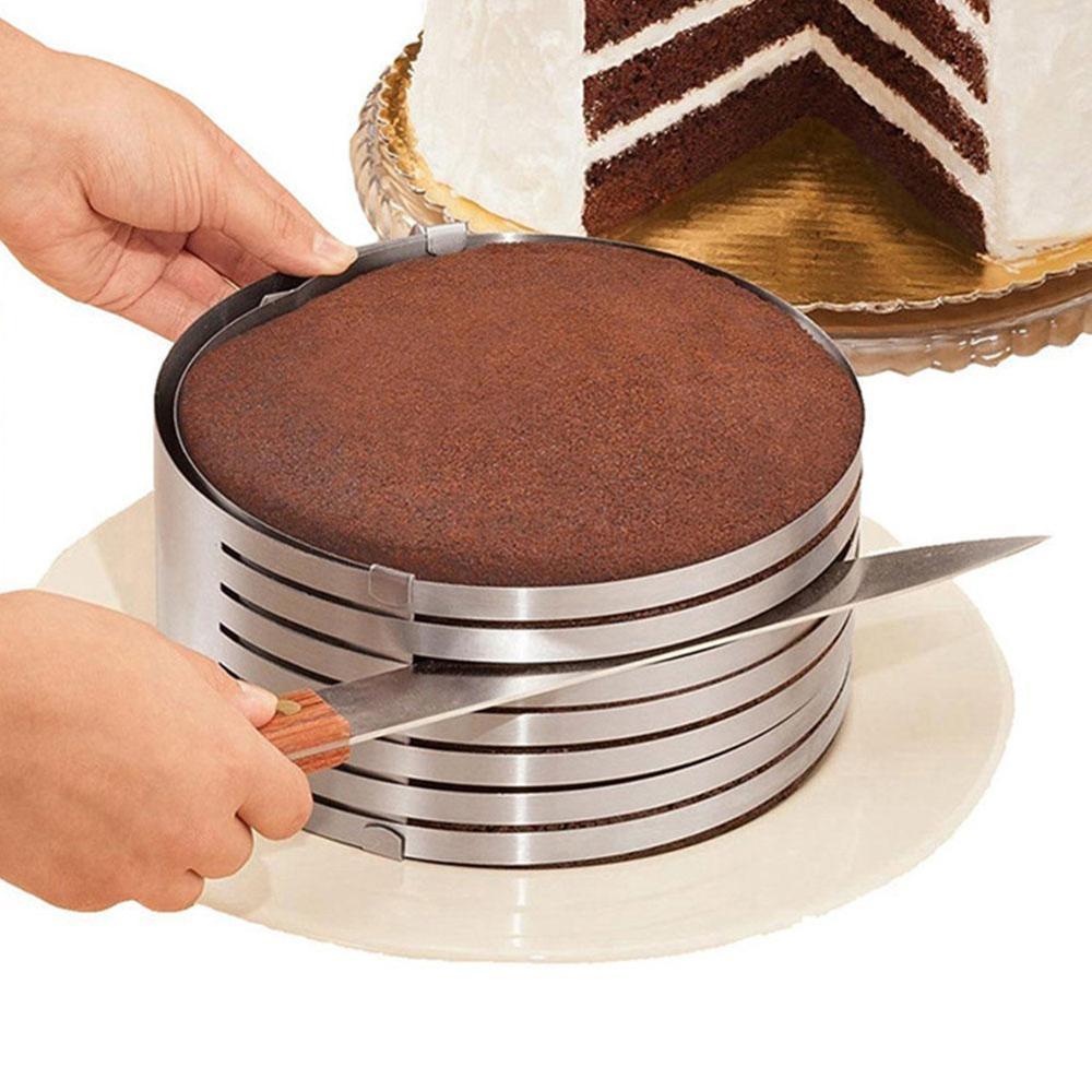 Verstelbare Mousse Ring 3D Ronde Cakevormen Gelaagde Cake Slicer Cutter Rvs Bakvorm Dessert Cake Decorating Tool